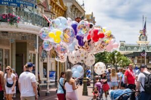 vibrant disney balloons on main street usa